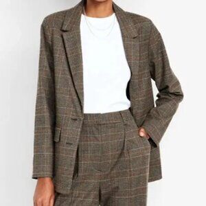 NWOT Old Navy Brown Plaid Twill Blazer - Size Large Tall